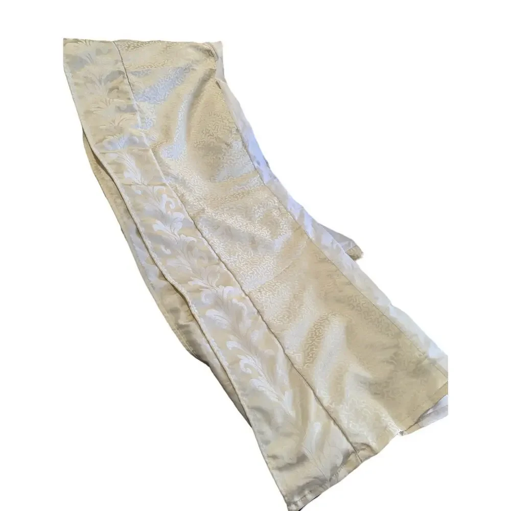 J. QUEEN, NEW YORK! GOLDEN CREAM SQUIGGLES & CONTRAST BAR DROP BEDSKIRT! SZ KG
